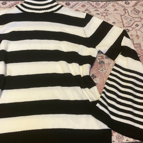 SHEIN Black and White Striped Turtleneck Sweater - Picture 4 of 5